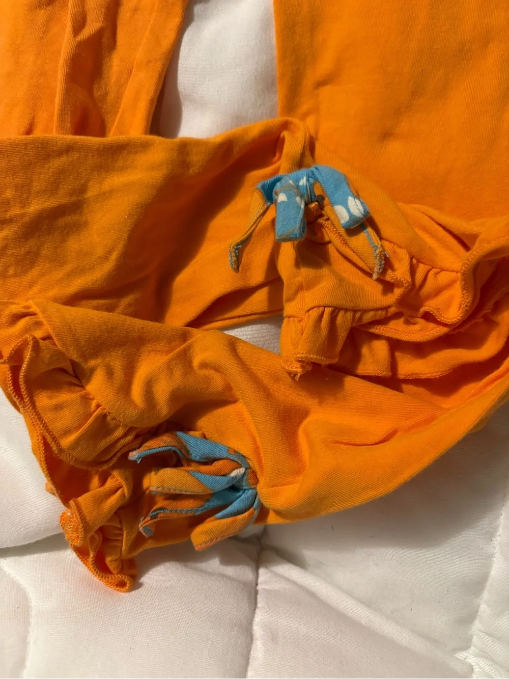 Eleanor Rose Blue Pumpkin Print Dress with Orange Leggings